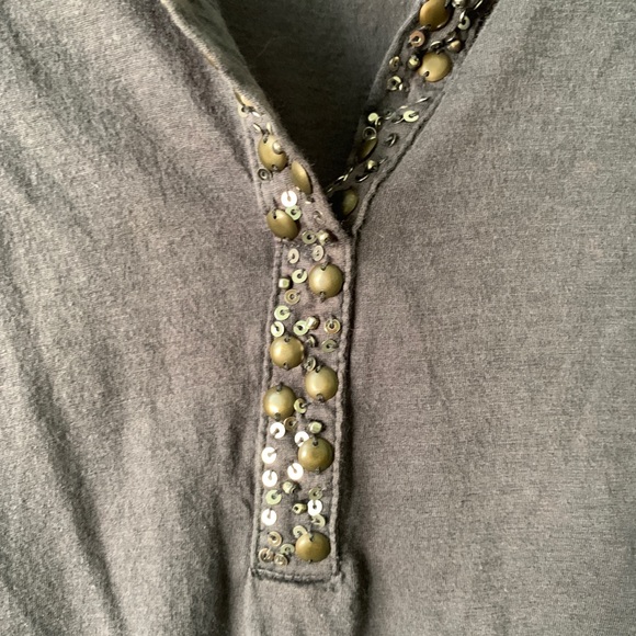 Ruehl 925 blouse beaded top layer short sleeve M - Picture 4 of 10